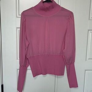 French Connection Pink High-Neck Blouse